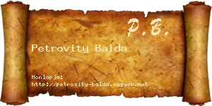 Petrovity Balda névjegykártya